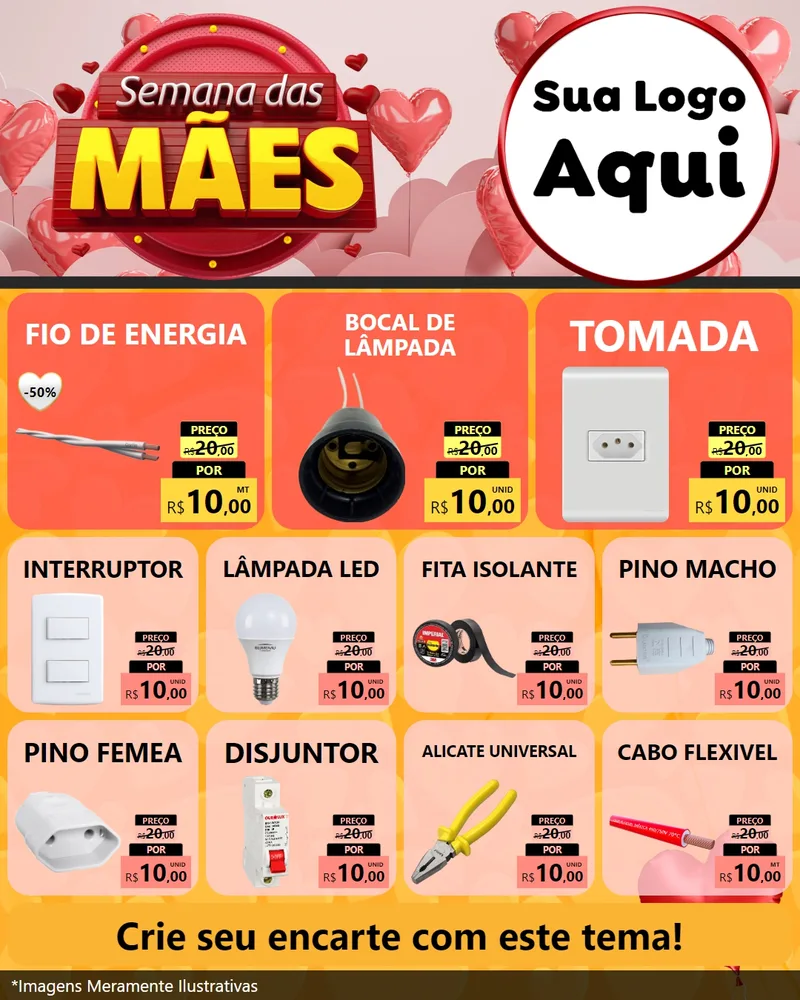 Modelo de Rede Social para Feed Instagram com o tema Semana das Mães para Materiais Elétricos