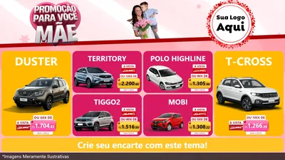 Modelo de TV para TV Horizontal com o tema Promoção Para Você Mãe para Concessionaria de Carros