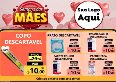 Modelo de Encarte para Encarte A4 Horizontal com o tema Semana das Mães para Embalagens