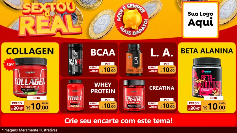 Modelo de TV para TV Horizontal com o tema Sextou do Real para Suplementos alimentares