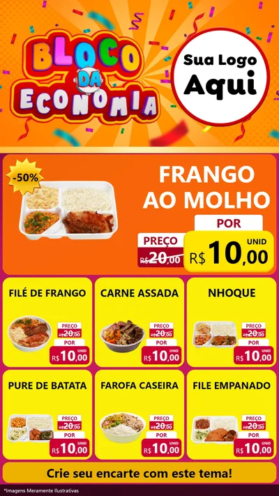 Modelo de Rede Social para Stories com o tema Bloco da Economia para Restaurante