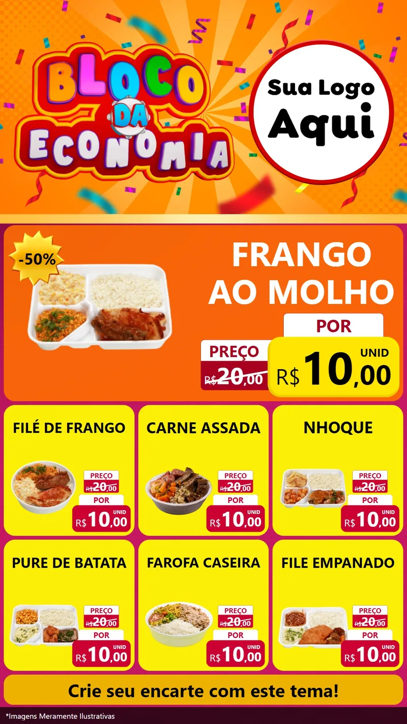 Modelo de Rede Social para Stories com o tema Bloco da Economia para Restaurante