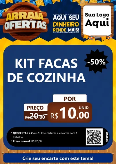 Modelo de Cartaz para Cartaz A4 Vertical com o tema Arraiá de Ofertas - Junina para Utilidades Domésticas
