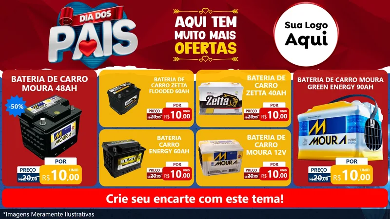 Modelo de TV para TV Horizontal com o tema Dia dos Pais para Baterias Elétricas