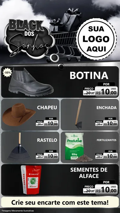 Modelo de TV para TV Vertical com o tema Black dos Sonhos para Agropecuária