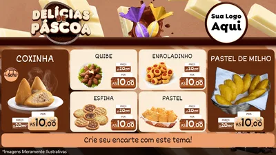 Modelo de TV para TV Horizontal com o tema Delícias de Páscoa para Salgadaria