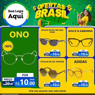 Modelo de Rede Social para Feed Facebook com o tema Ofertas Semana do Brasil para Óticas