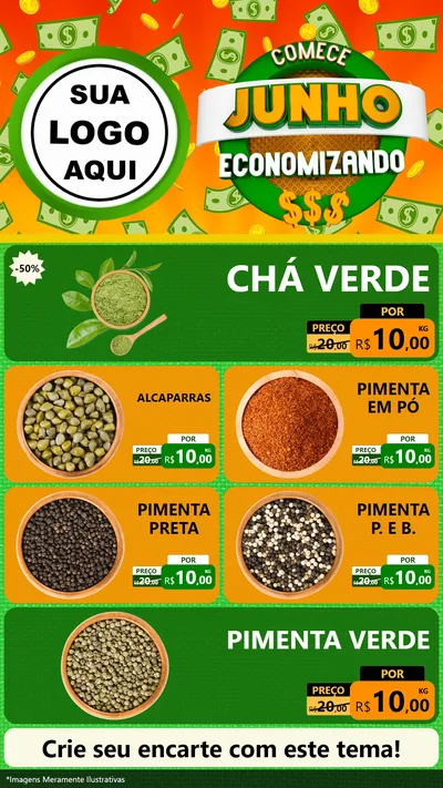 Modelo de TV para TV Vertical com o tema Comece Junho Economizando para Produtos Naturais