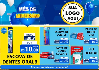 Modelo de Encarte para Encarte A4 Horizontal com o tema Mês de Aniversário para Higiene Pessoal