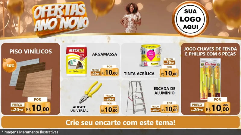 Modelo de TV para TV Horizontal com o tema Ofertas de Ano Novo para Material para Construção