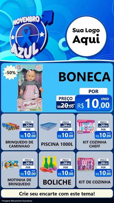 Modelo de Rede Social para Stories com o tema Novembro Azul para Brinquedos