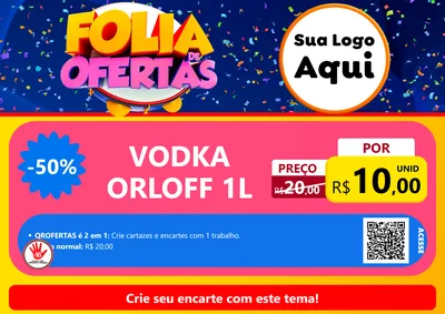 Modelo de Cartaz para Cartaz A4 Horizontal com o tema Folia de Ofertas para Distribuidora de bebidas