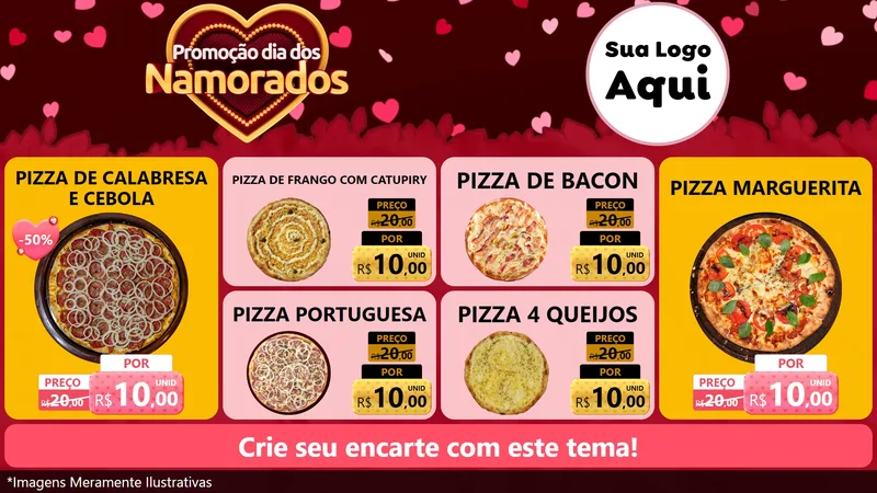 Modelo de TV para TV Horizontal com o tema Promoção Dia Dos Namorados para Pizzaria