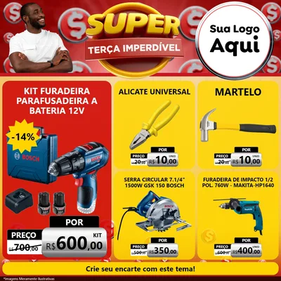 Modelo de Rede Social para Feed Facebook com o tema Super Terça Imperdível para Maquinas e Ferramentas