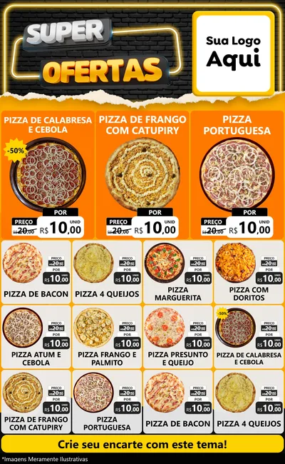 Modelo de Encarte para Encarte Grande com o tema Super Ofertas para Pizzaria