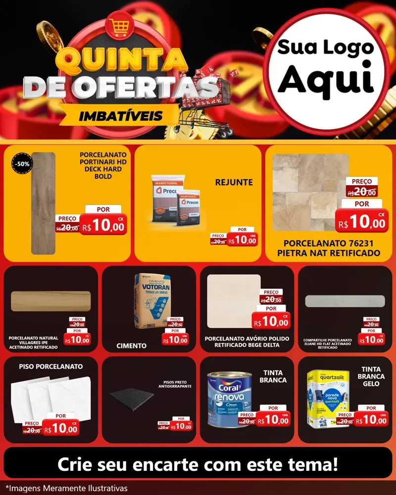 Modelo de Rede Social para Feed Instagram com o tema Quinta de Ofertas Imbatíveis para Pisos e revestimentos