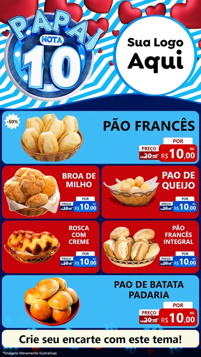 Modelo de TV para TV Vertical com o tema Papai Nota 10 para Padaria