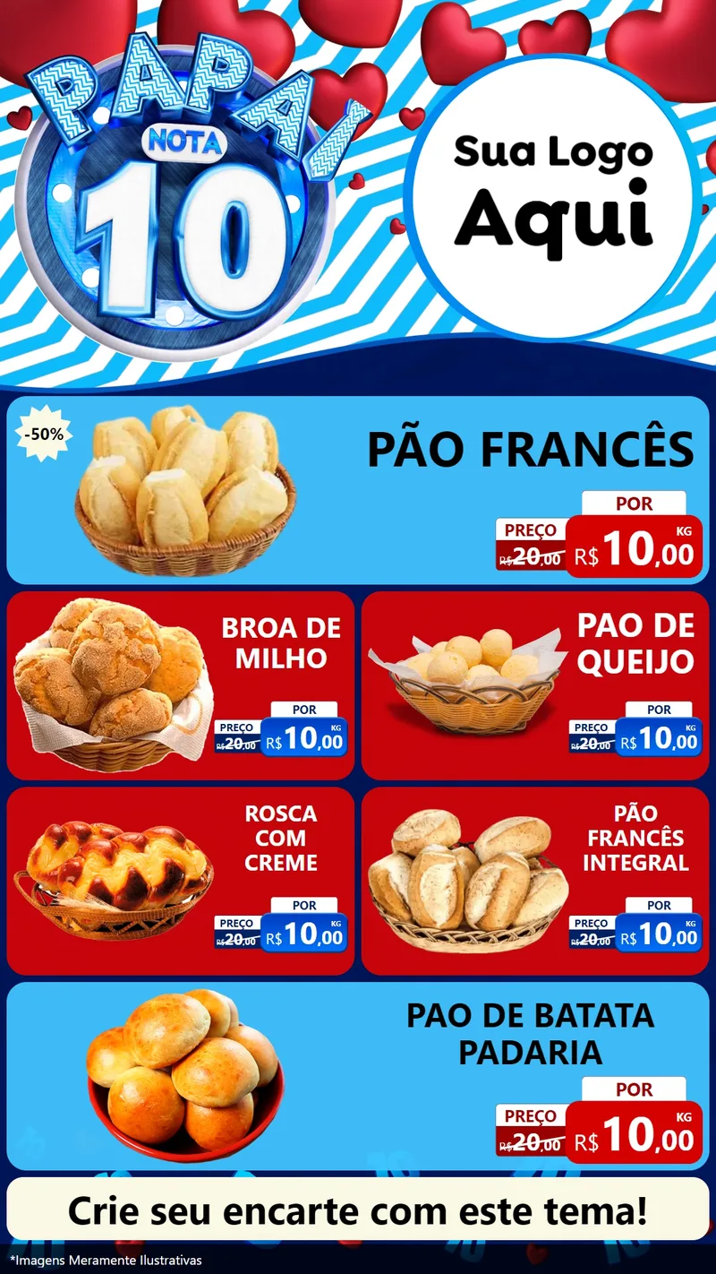 Modelo de TV para TV Vertical com o tema Papai Nota 10 para Padaria