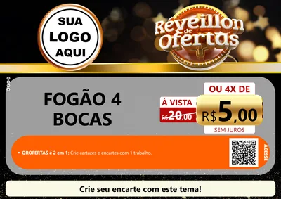 Modelo de Cartaz para Cartaz A4 Horizontal com o tema Réveillon de Ofertas para Móveis e Eletro