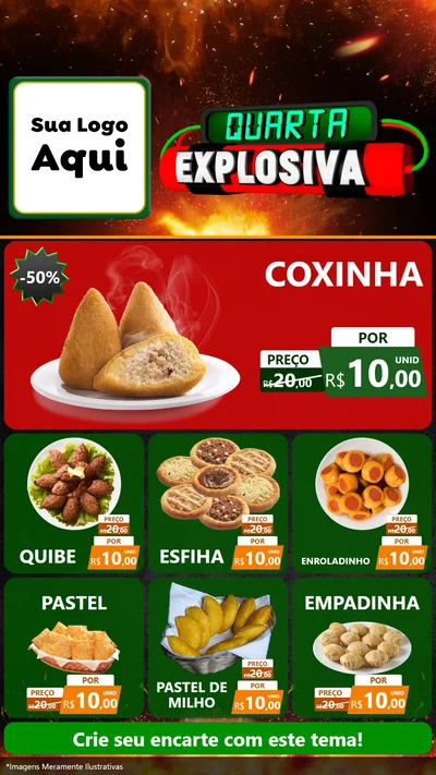 Modelo de Rede Social para Stories com o tema Quarta Explosiva para Salgadaria