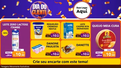 Modelo de TV para TV Horizontal com o tema Dia do Cliente para Frios e Laticínios
