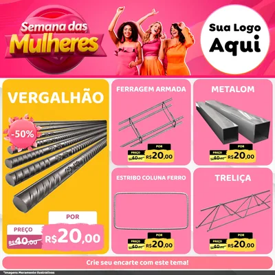 Modelo de Rede Social para Feed Facebook com o tema Semana das Mulheres para Ferragens