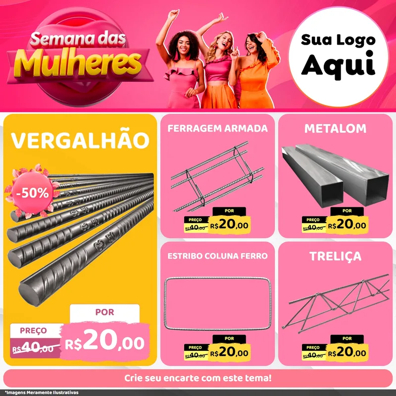 Modelo de Rede Social para Feed Facebook com o tema Semana das Mulheres para Ferragens