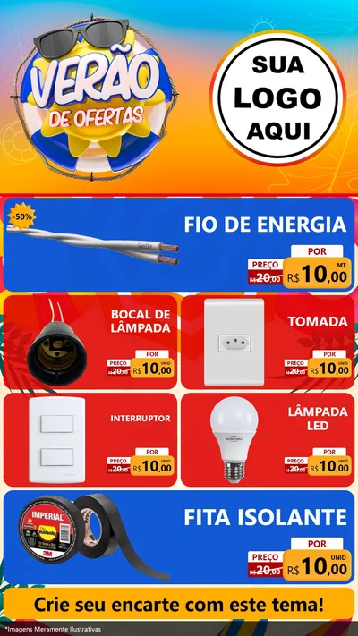 Modelo de TV para TV Vertical com o tema Verão de Ofertas para Materiais Elétricos