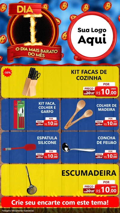 Modelo de TV para TV Vertical com o tema Dia I - O Dia Mais Barato Do Mês para Utilidades Domésticas