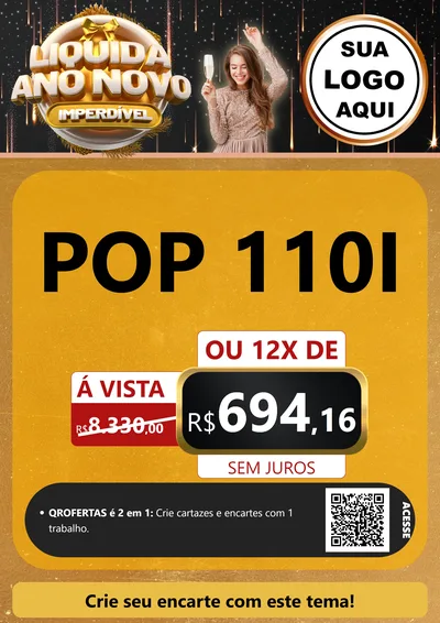 Modelo de Cartaz para Cartaz A4 Vertical com o tema Liquida Ano Novo Imperdível para Concessionaria de Motos