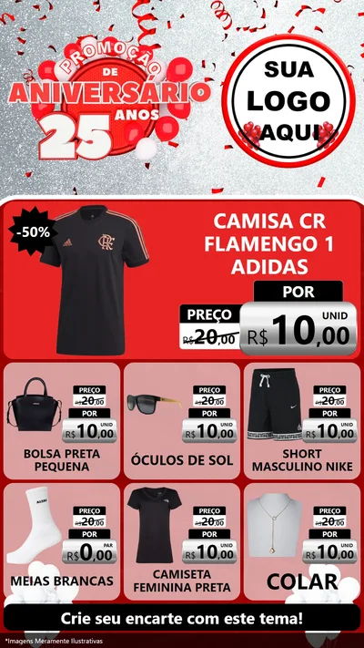 Modelo de Rede Social para Stories com o tema Promoção de Aniversário - 25Anos para Roupas e acessórios