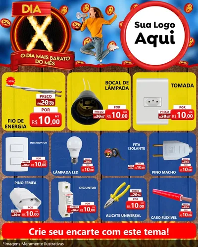 Modelo de Rede Social para Feed Instagram com o tema Dia X - O Dia Mais Barato Do Mês para Materiais Elétricos