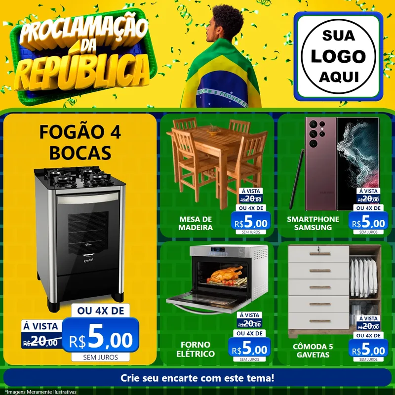 Modelo de Rede Social para Feed Facebook com o tema Proclamação da República para Móveis e Eletro