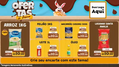 Modelo de TV para TV Horizontal com o tema Ofertas de Páscoa para Supermercado