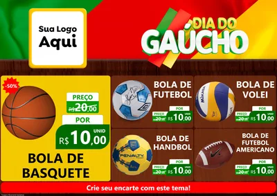 Modelo de Encarte para Encarte A4 Horizontal com o tema Dia do Gaúcho para Artigos Esportivos