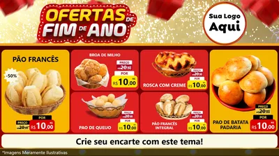 Modelo de TV para TV Horizontal com o tema Ofertas de Fim de Ano para Padaria