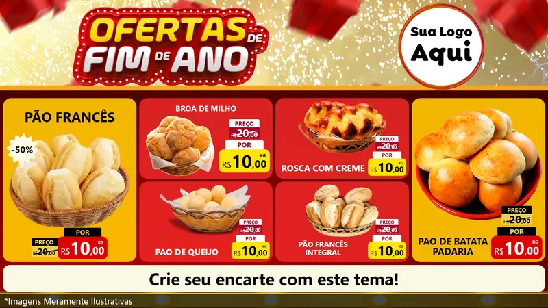 Modelo de TV para TV Horizontal com o tema Ofertas de Fim de Ano para Padaria