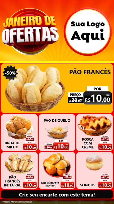 Modelo de Rede Social para Stories com o tema Janeiro de Ofertas para Padaria
