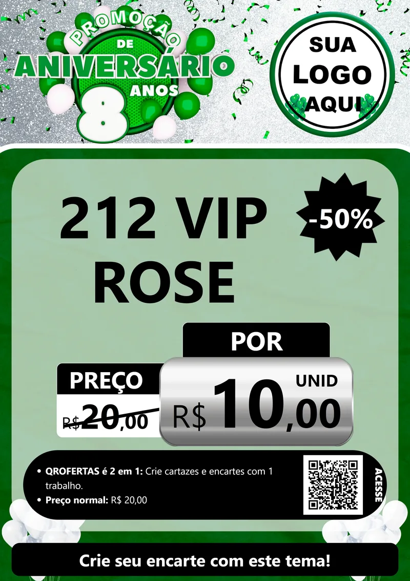 Modelo de Cartaz para Cartaz A4 Vertical com o tema Promoção de Aniversário - 8 Anos para Perfumes
