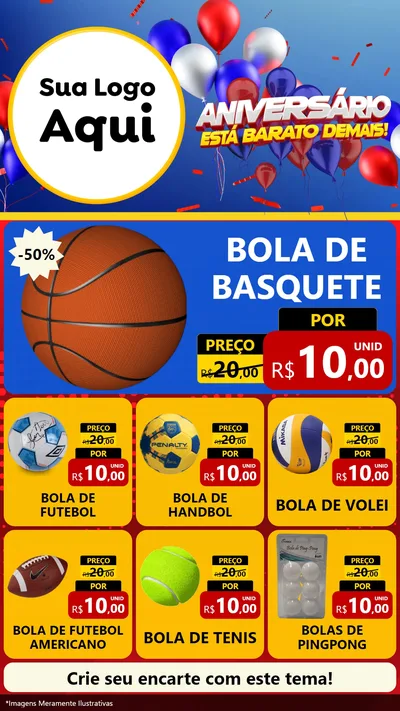 Modelo de Rede Social para Stories com o tema Aniversário para Artigos Esportivos