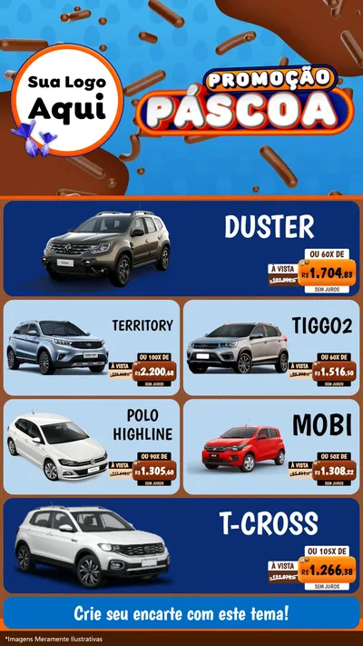 Modelo de TV para TV Vertical com o tema Promoção Páscoa para Concessionaria de Carros