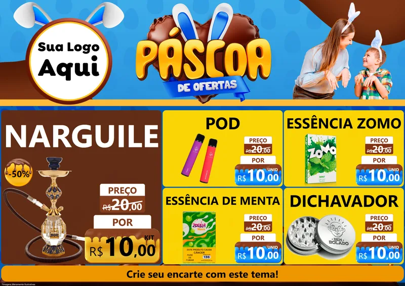 Modelo de Encarte para Encarte A4 Horizontal com o tema Páscoa de Ofertas para Tabacaria