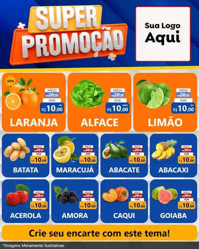 Modelo de Rede Social para Feed Instagram com o tema Super Promoção para Hortifrúti