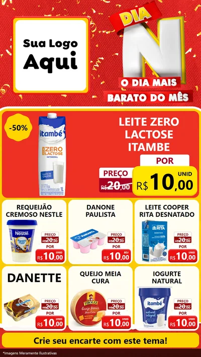 Modelo de Rede Social para Stories com o tema Dia N o Dia Mais Barato do Mês para Frios e Laticínios