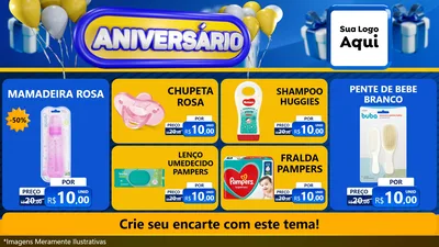 Modelo de TV para TV Horizontal com o tema Aniversário para Bebês