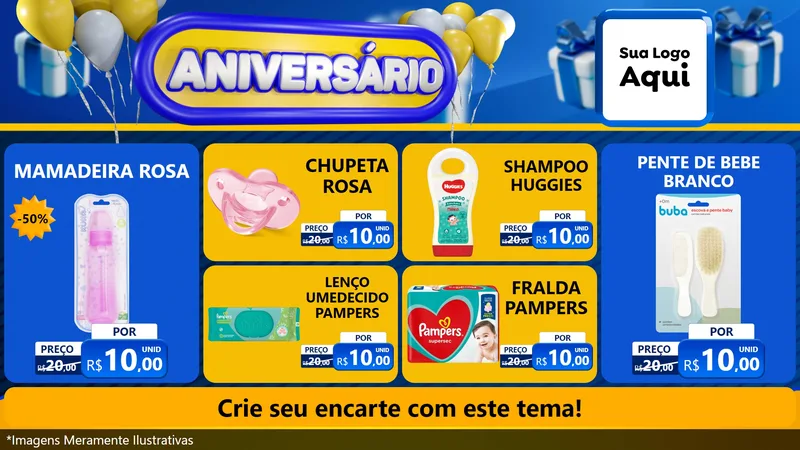 Modelo de TV para TV Horizontal com o tema Aniversário para Bebês