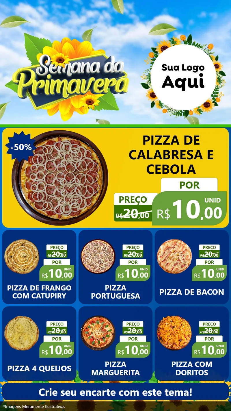 Modelo de Rede Social para Stories com o tema Semana da Primavera para Pizzaria