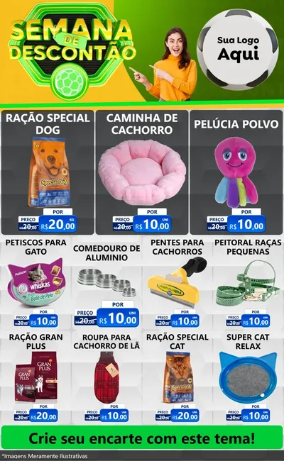 Modelo de Encarte para Encarte Grande com o tema Semana de Descontão - Copa para Pet Shop
