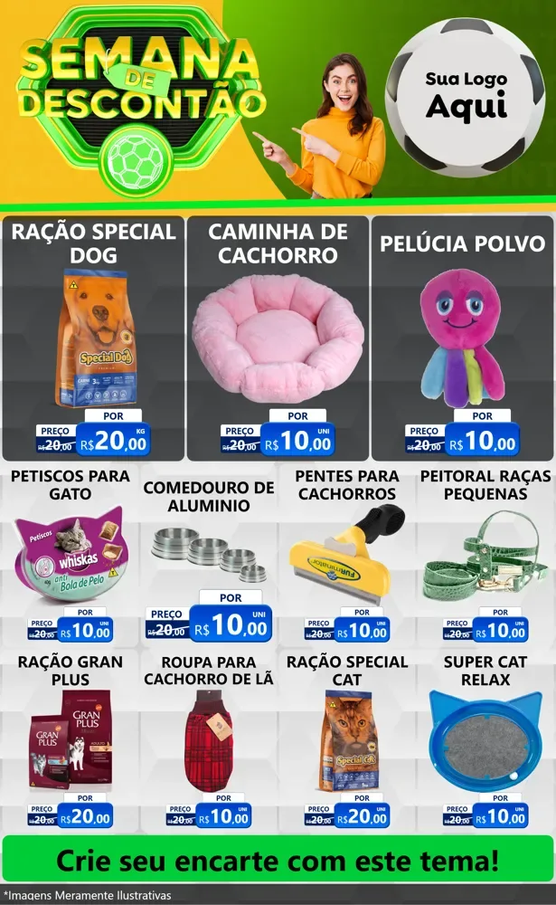 Modelo de Encarte para Encarte Grande com o tema Semana de Descontão - Copa para Pet Shop