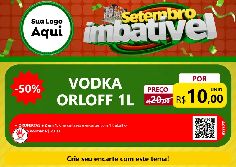 Modelo de Cartaz para Cartaz A4 Horizontal com o tema Setembro Imbatível para Distribuidora de bebidas